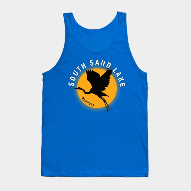 South Sand Lake in Michigan Heron Sunrise Tank Top by BirdsEyeWorks